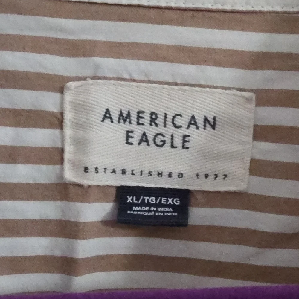 American Eagle Outfitters Beige and White Striped Shirt - Picture 2 of 6